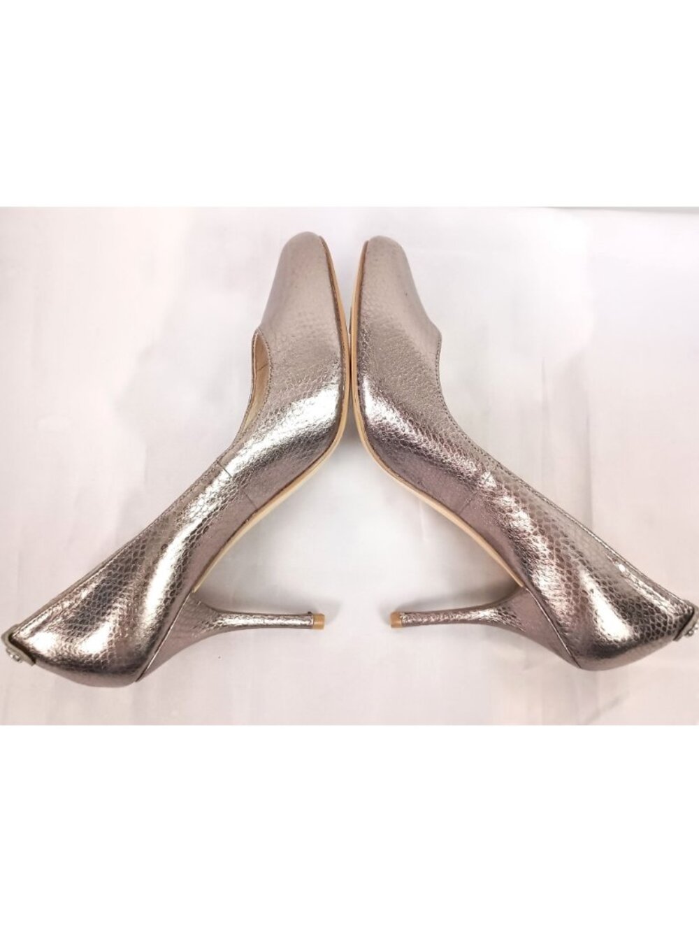Michael Kors Pressley Pumps Metallic Crackle Leather Stiletto Women 6.5 - Picture 5 of 10